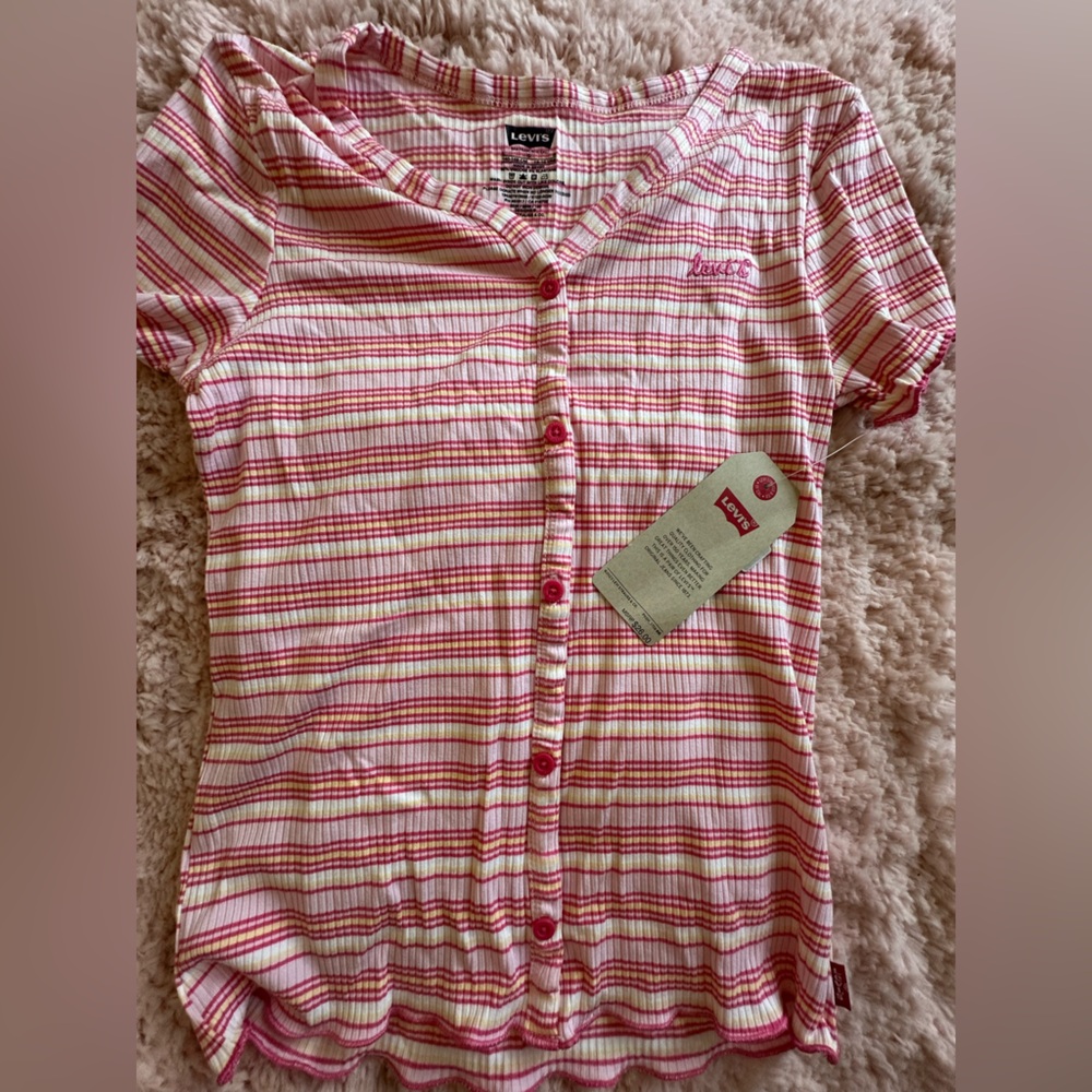 Levi's Pink and Yellow Striped Shirt